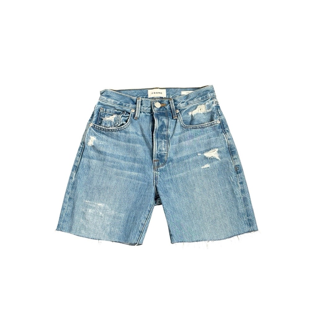 Frame Denim Le Slouch Distressed Utility Bermuda Shorts Womens Size 24